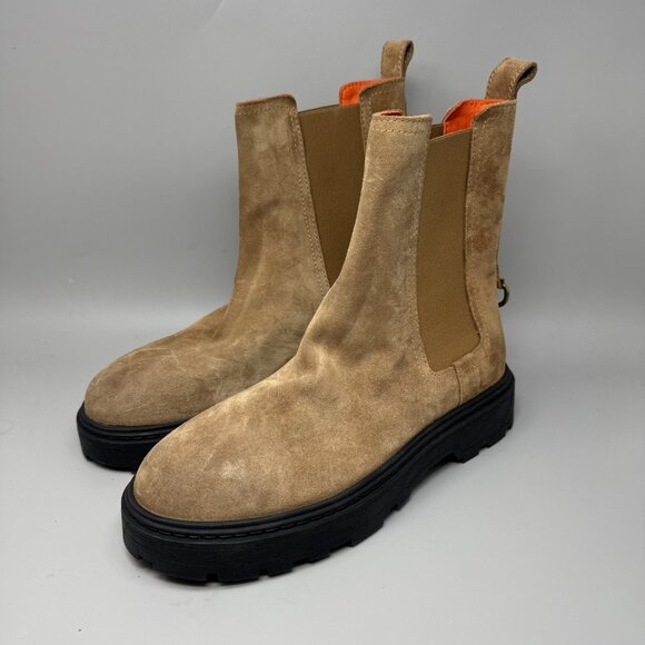 Philippe Model Boots Mens Size 11.5 Tan Suede Made in Italy Chunky Sole Chelsea - Picture 3 of 7